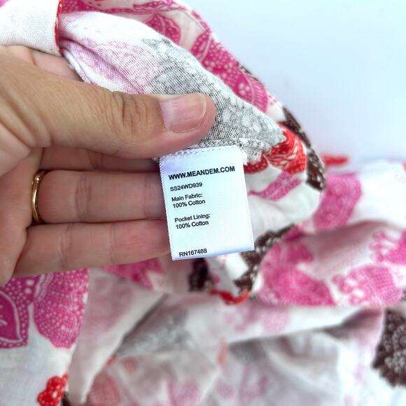 ME+EM Cheesecloth Bali Print Floral Red Pink Cut Out Maxi Long Dress Cotton 4 - Picture 14 of 14